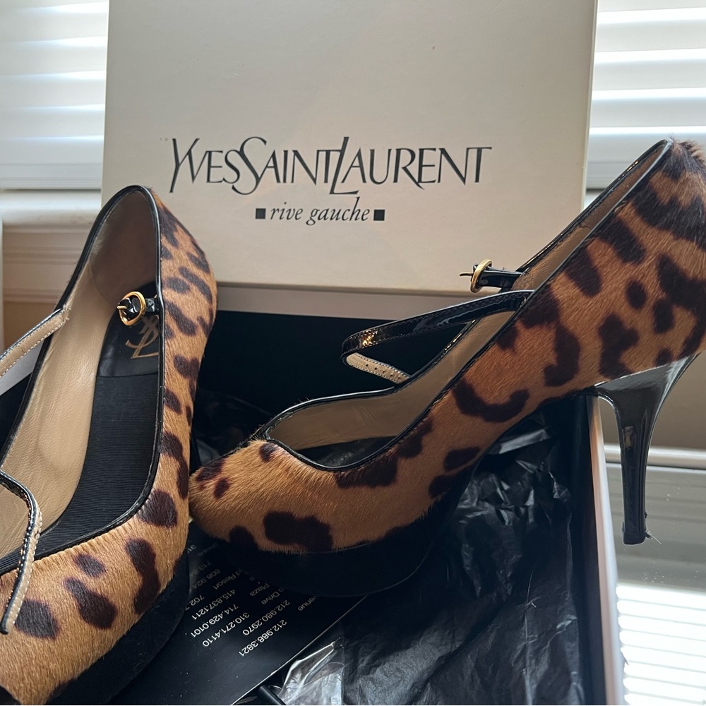 Yves Saint Laurent leopard tribute pumps